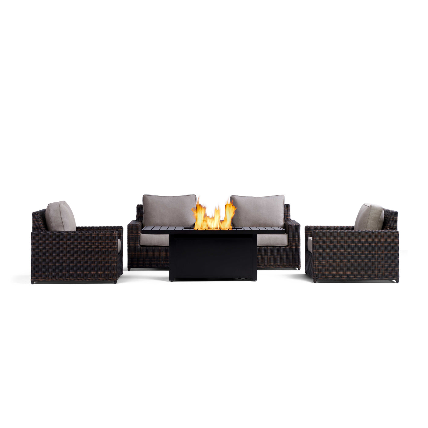 Yardbird Langdon Outdoor Fire Pit Table Set with 4 Fixed Chairs Outdoor Furniture