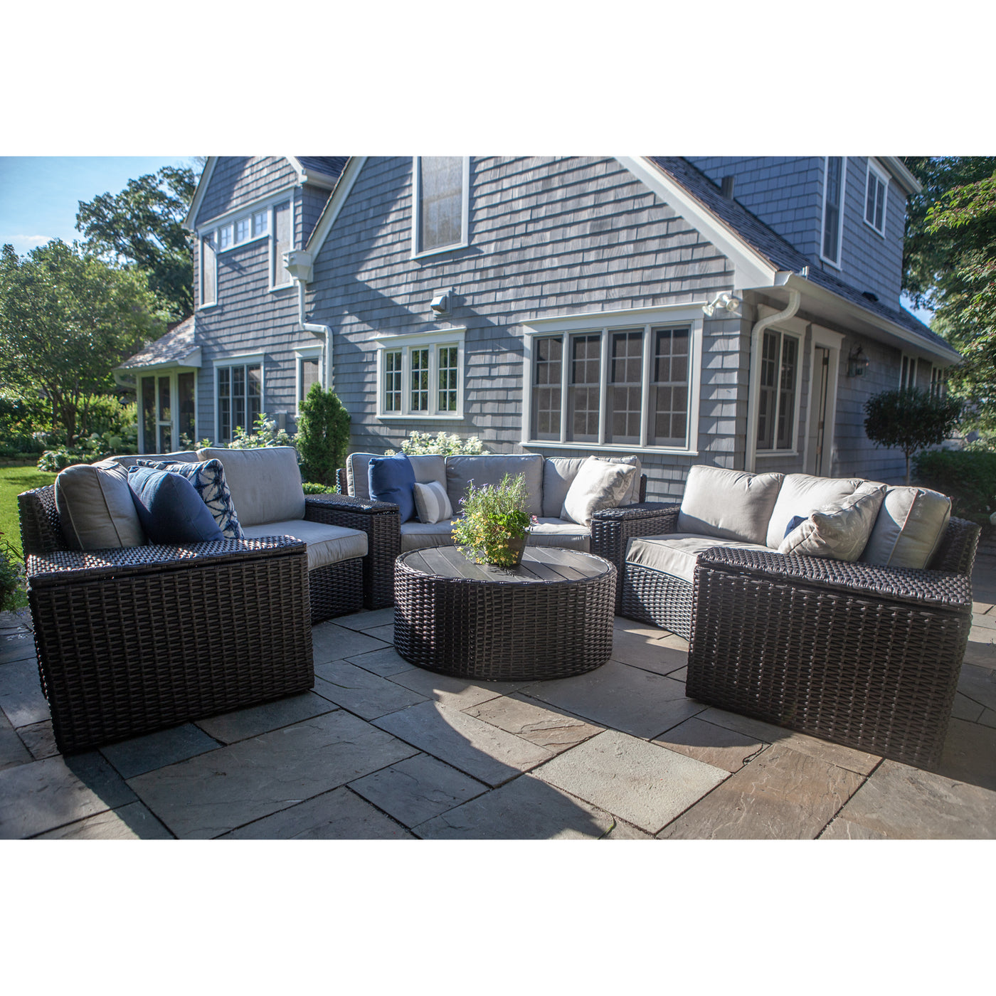 Yardbird Elliot Outdoor 6-Piece Round Sectional Set Outdoor Furniture